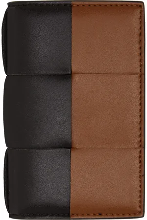 Bottega Veneta Brown & Tan Cassette Flap Card Case Wallet