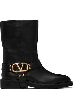 VALENTINO GARAVANI Black VLogo Signature Calfskin Boots