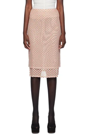 Miaou Red & White Maria Midi Skirt