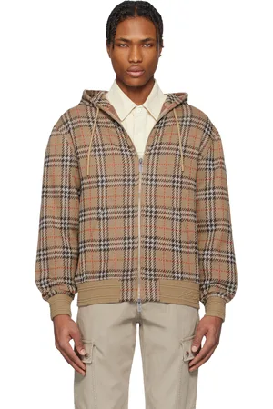 Burberry Brown Check Cotton Blend Zip Hoodie