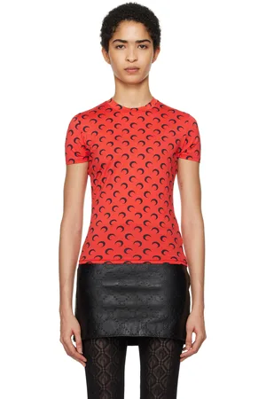 Marine Serre Red Recycled Moon Short Sleeves T-Shirt