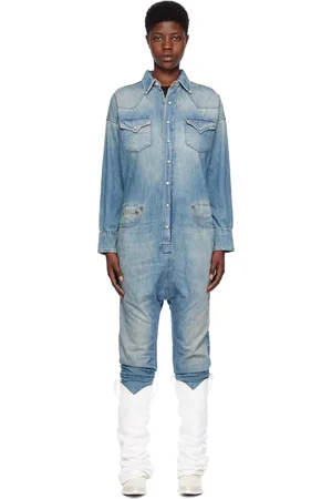 R13 Blue Cowboy Drop Denim Jumpsuit
