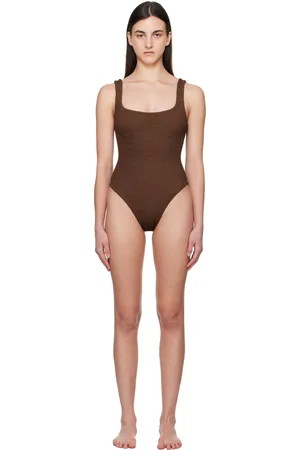 Hunza G Brown Square Neck Swimsuit