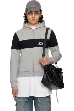 Balenciaga Gray & Black Technical Jersey Hoodie