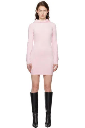Alexander Wang Pink Logo-Embossed Hoodie Minidress