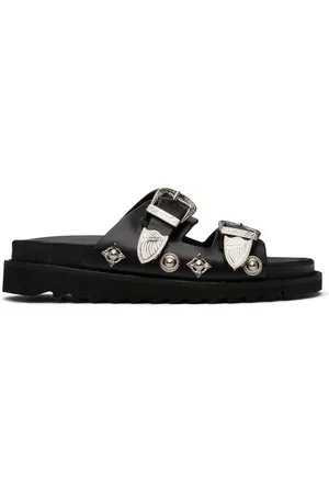 TOGA PULLA Black Double Buckle Charms Sandals