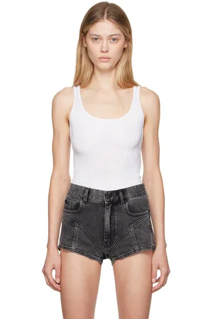 MUGLER White Fitted Tank Top