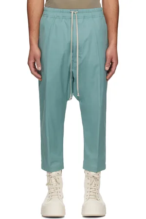 Rick Owens Blue Hollywood Drawstring Cropped Trousers
