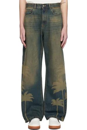 Palm Angels Blue Laser Palms Loose Jeans