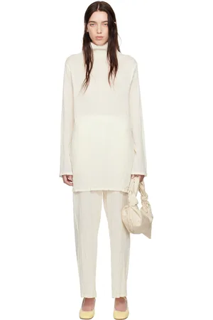Issey Miyake Off-White Karami Wool Minidress