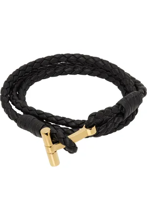 Tom Ford Braided T Leather Bracelet