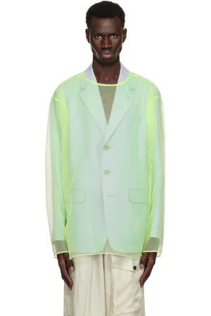 DRIES VAN NOTEN Green Sheer Crew Neck Top
