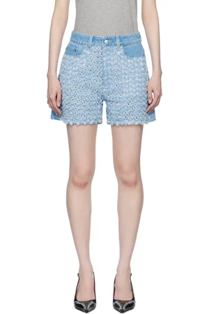 Stella McCartney Blue Mid-Rise Bouclé Denim Shorts