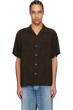 TAIGA TAKAHASHI Brown Lot. 113 Open Collar Shirt