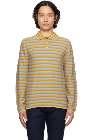 Paul Smith Yellow & Blue Faded Stripe Knitted Cotton Polo