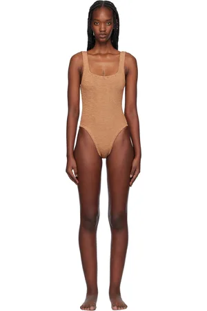 Hunza G Brown Square Neck Swimsuit