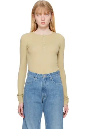 Auralee Khaki Button Henley