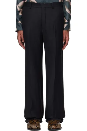 DRIES VAN NOTEN Black Creased Trousers
