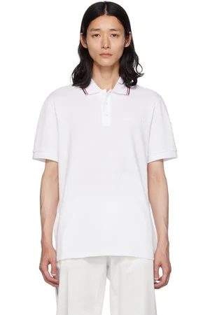 Moncler White Embossed Polo