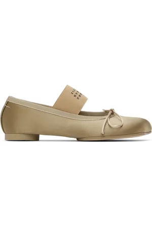 Maison Margiela Khaki Satin Anatomic Logo Ballerina Flats