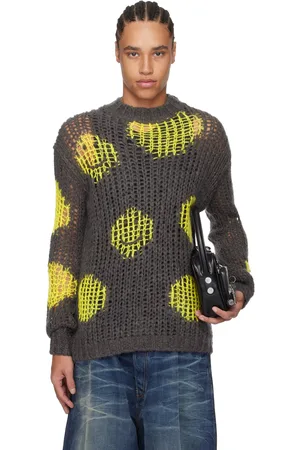 Acne Studios Gray & Yellow Embroidered Mohair Sweater