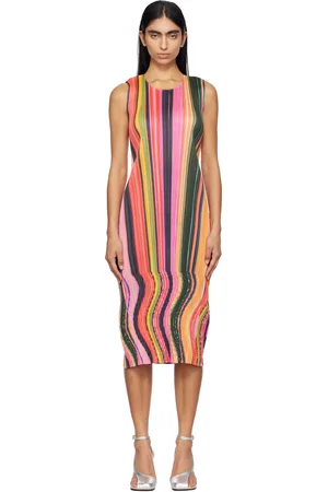 PLEATS PLEASE ISSEY MIYAKE Multicolor Warp Midi Dress