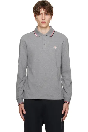 Moncler Gray Patch Long Sleeve Polo