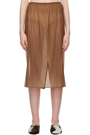 Carven Brown Sheer Midi Skirt