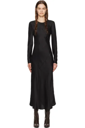 Silk Laundry Splice Long Sleeve Maxi Dress