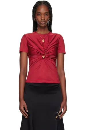 VERSACE Red Safety Pin Gathered Top