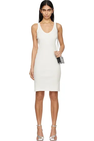 Maison Margiela White Cotton Rib Tank Midi Dress