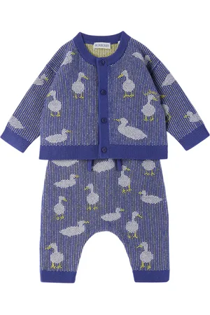 Burberry Baby Blue Duck Cardigan & Lounge Pants Set