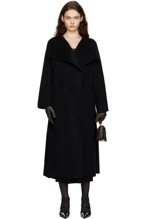 Totême Black Signature Wool Cashmere Coat