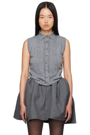 Shushu/Tong Gray Spread Collar Cardigan