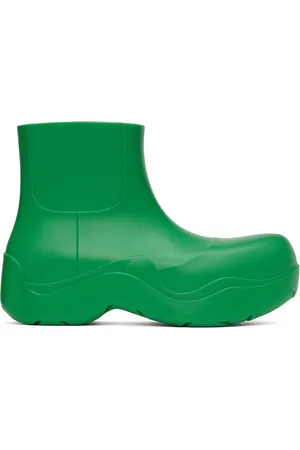 Bottega Veneta Green Matte Puddle Chelsea Boots