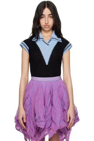 Kiko Kostadinov Blue & Black Quimby Sleeveless Knit Polo