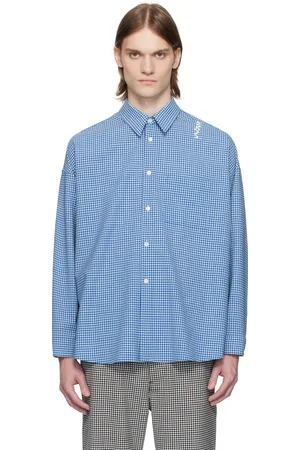 Marni Blue & White Checked Wool Shirt