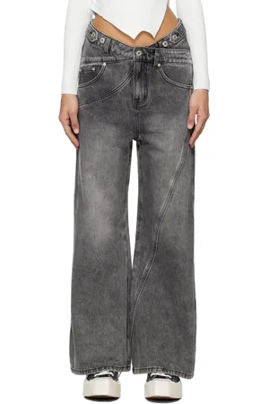 Feng Chen Wang Gray Cross Waistband Jeans