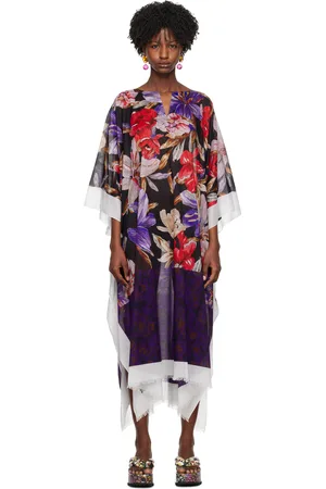 DRIES VAN NOTEN Black Printed Midi Dress