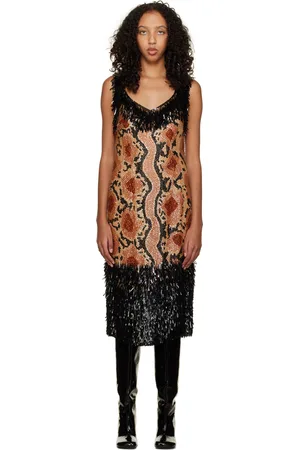 DRIES VAN NOTEN Beige Sequinned Midi Dress