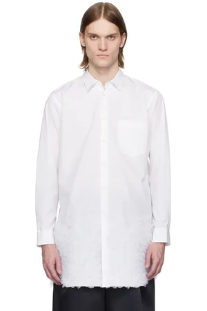 Comme des Garçons White Cotton Broad & Nylon Tulle Shirt