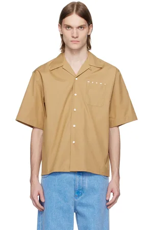 Marni Tan Poplin Bowling Hidden Logo Shirt