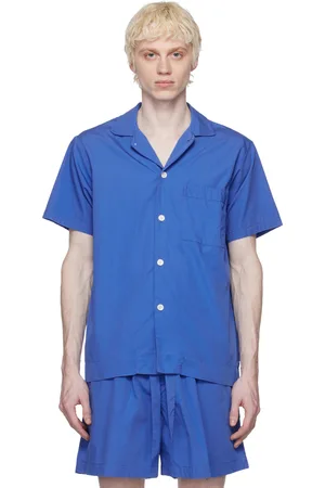 Tekla Blue Buttoned Pyjama Shirt