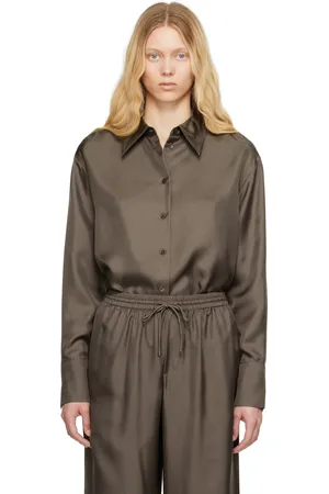 Rohe Taupe Signature Elongated Silk Shirt