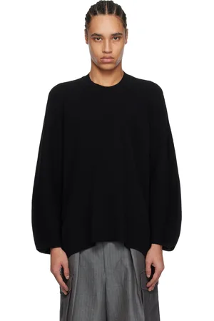 Issey Miyake Black Tight Twist Cotton Knit Sweater
