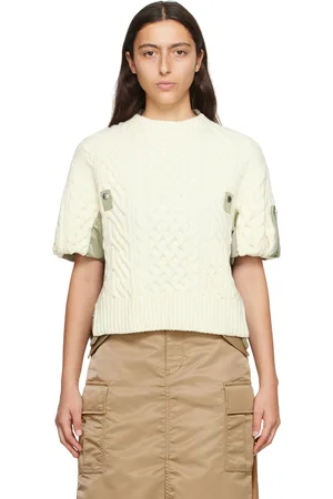 SACAI Off-White & Khaki Mix Sweater