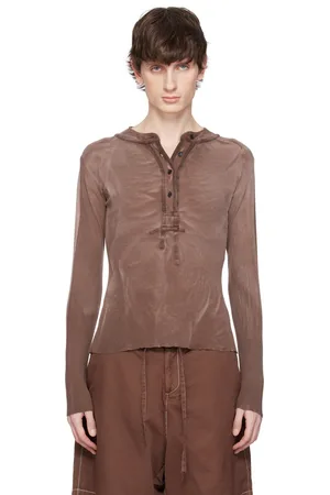 Edward Cuming Brown Light Cotton Jersey Tyre Tracks Henley