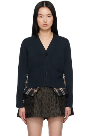 SACAI Navy & Green Cardigan