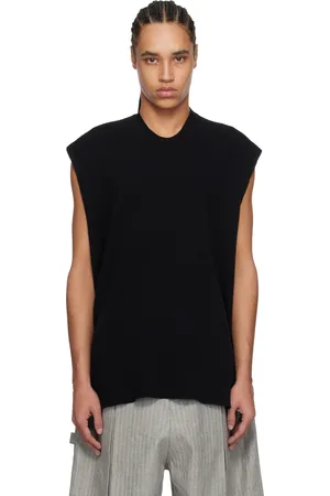 Issey Miyake Black Tight Twist Cotton Knit Vest