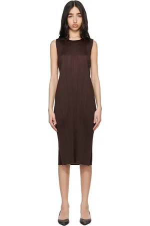 PLEATS PLEASE ISSEY MIYAKE Brown Monthly Colors March Midi Dress